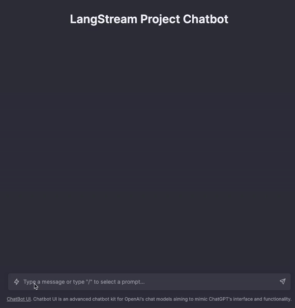A animation of a chatbot powered by LangStream